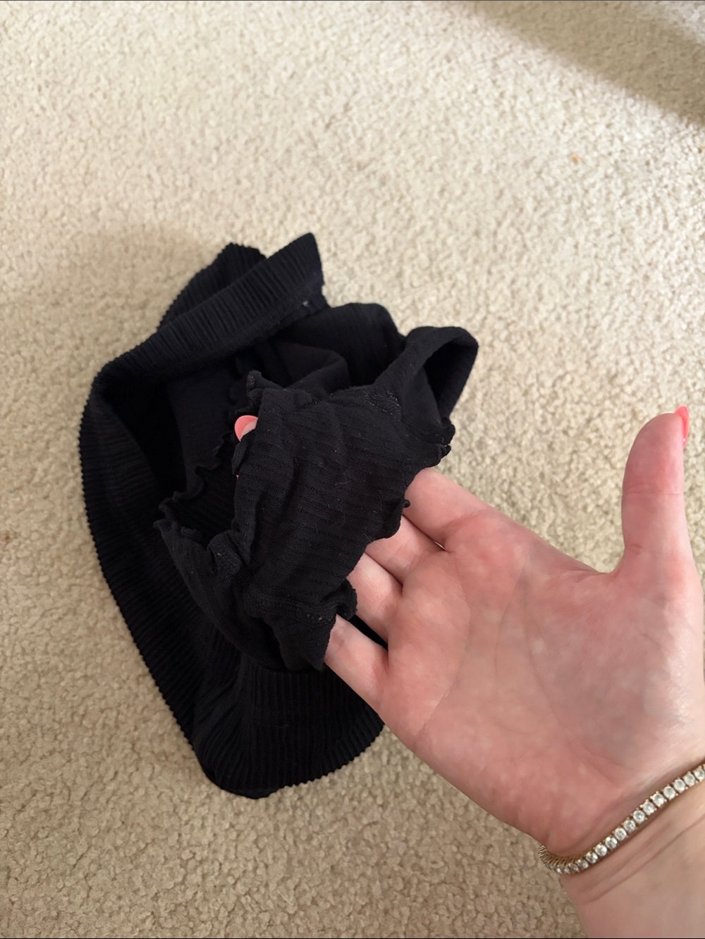 Black Ribbed Lounge Shorts with Ruffle Hem - Picture 4 of 4